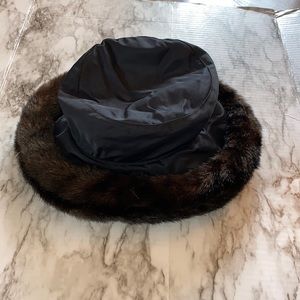 Black winter hat faux fur